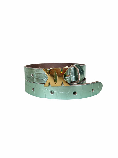 Leather Belt Shine Gold PBK Croco